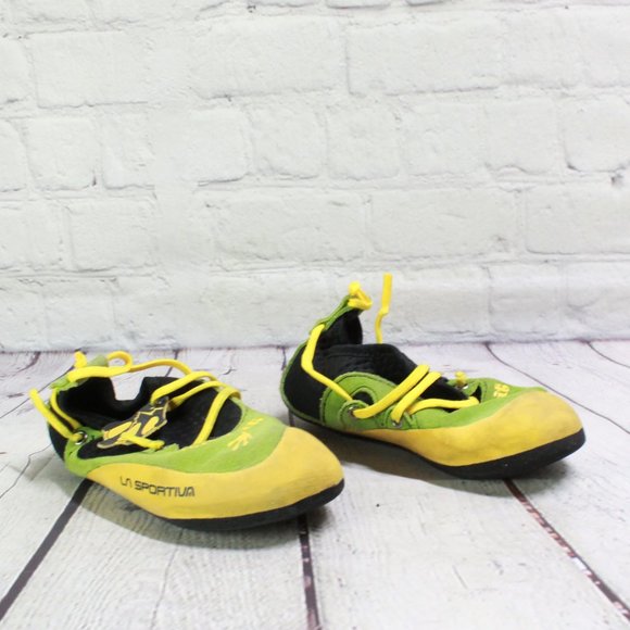 LA SPORTIVA Kids StickIt Climbing Green Yellow Shoes Size US 12-13 - Picture 3 of 8